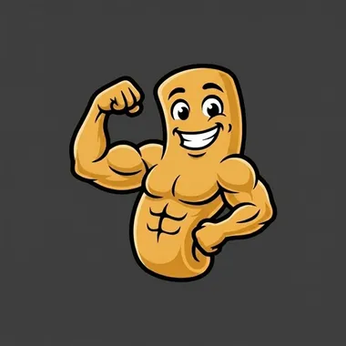 Fit Noodle Muscular Mascot Logo